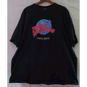 Vintage Planet Hollywood Myrtle Beach Graphic Logo Black Tee Tshirt Mens Size XL